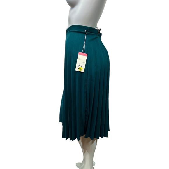 Vintage NWT Random Sportswear Green Pleated Midi Skirt - Size 18 Deadstock 1980s - Picture 3 of 14